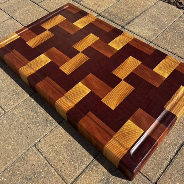 Tri-Color Fall End Grain Cutting Board - L
