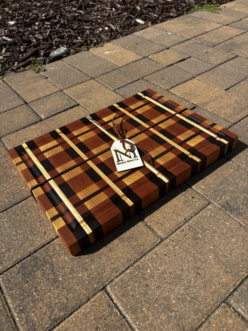 Plaid Cutting Board with Juice Groove