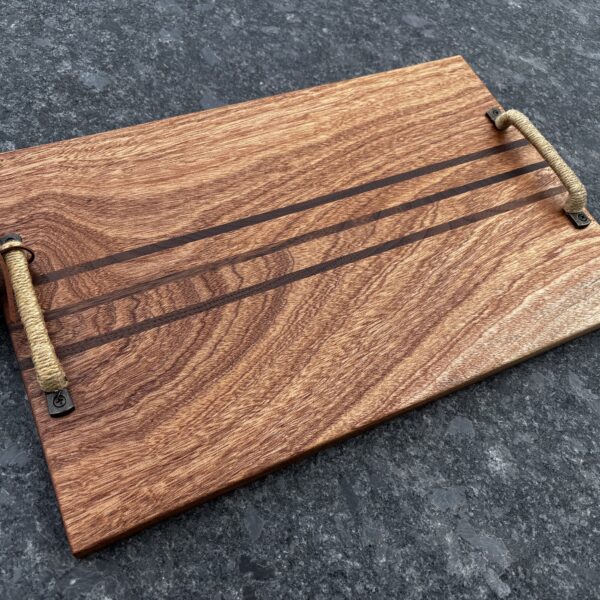 Sapele Serving Tray with Black Walnut Stripes