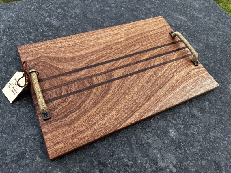 Sapele Serving Tray with Black Walnut Stripes